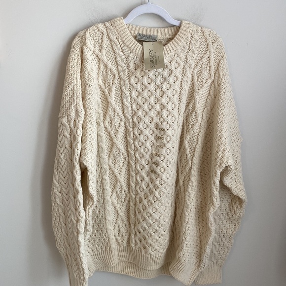Blarney Woolen Mills Cream Wool Aran Sweater - Picture 2 of 10